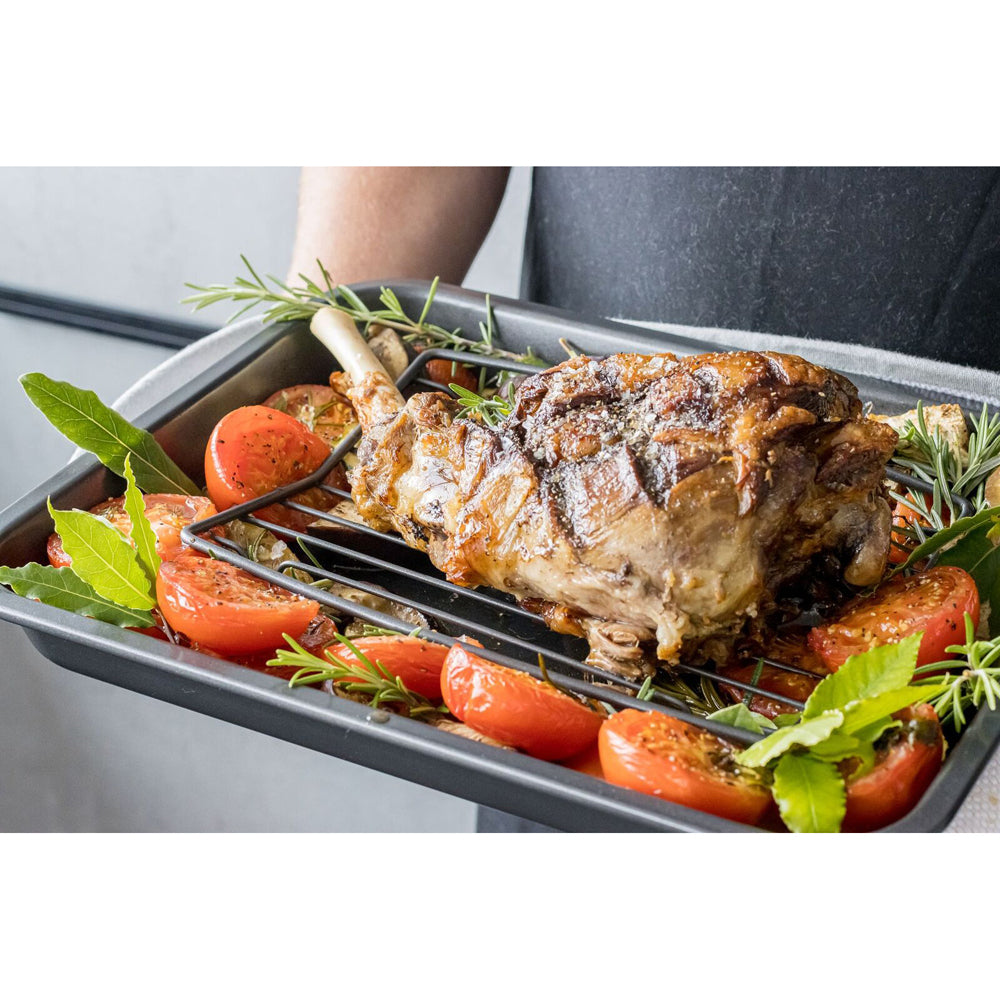 3x Mastercraft 26x20cm Non-Stick Roasting Rack - Black