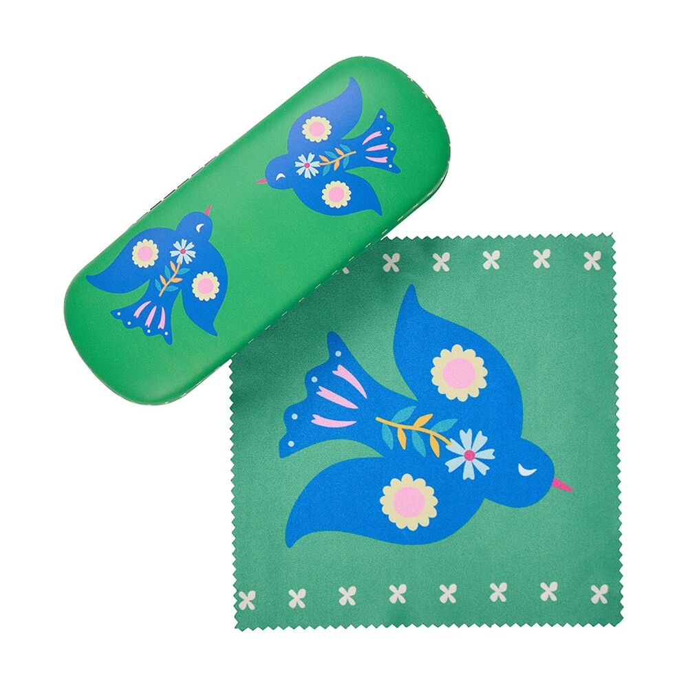 Annabel Trends Glasses Case Combo W/ Matching Cloth 15x6cm Fiesta Bird