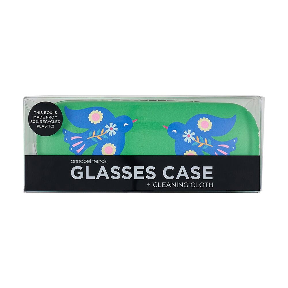 2PK Annabel Trends Glasses Case Combo W/ Matching Cloth 15x6cm Fiesta Bird