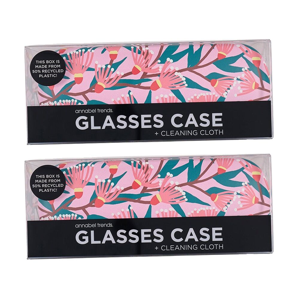 2PK Annabel Trends Glasses Case Combo W/ Matching Cloth 15x6cm Blossom Branches