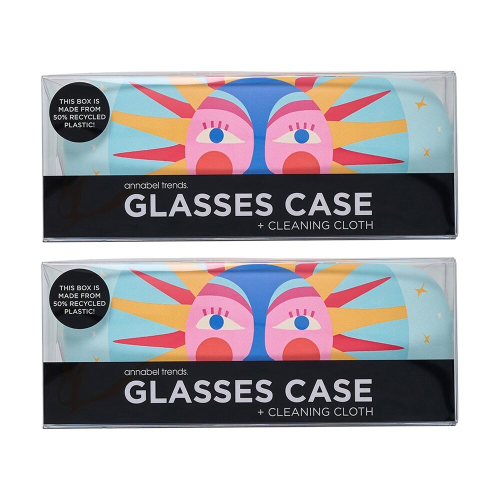 2PK Annabel Trends Glasses Case Combo W/ Matching Cloth 15x6cm Fiesta Sun