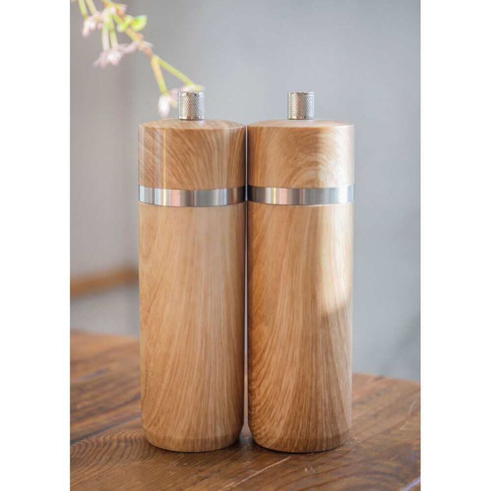 2PK Mastercraft 17cm Beech Salt & Pepper Mill Spice Grinder - Natural