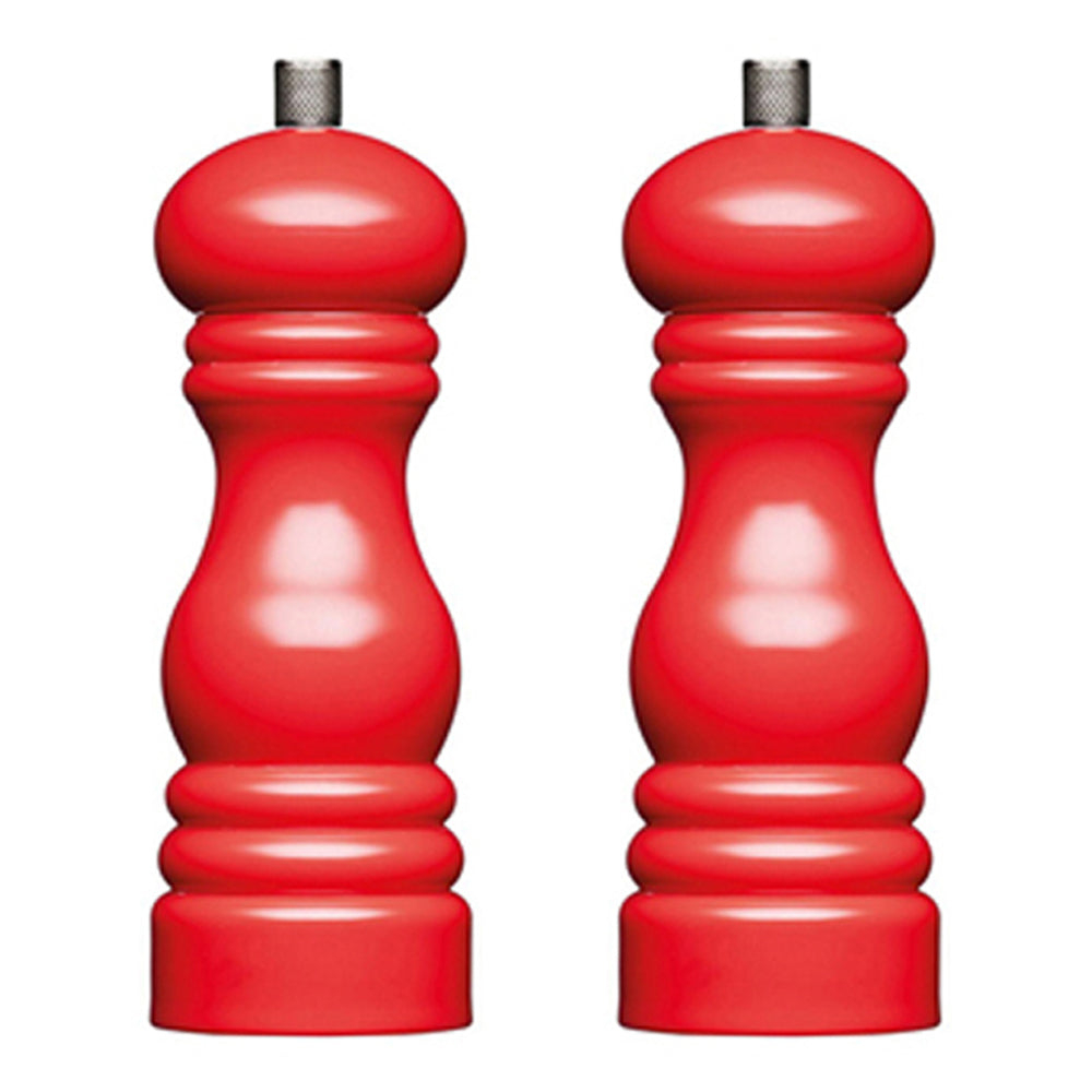 2PK Mastercraft 17cm Classic Capstan Salt & Pepper Mill - Red