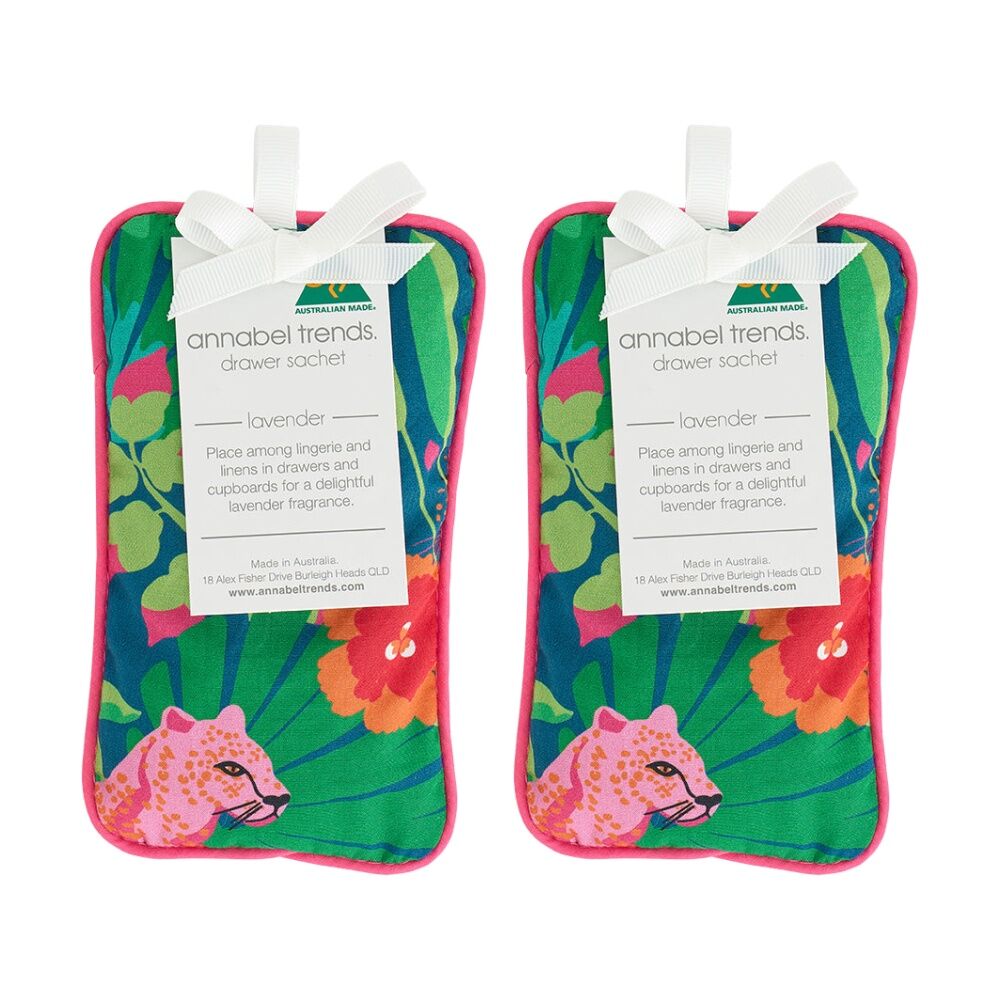 2PK Annabel Trends Lavender Sceneted Drawer Sachet Cotton 9x15cm Cheetah