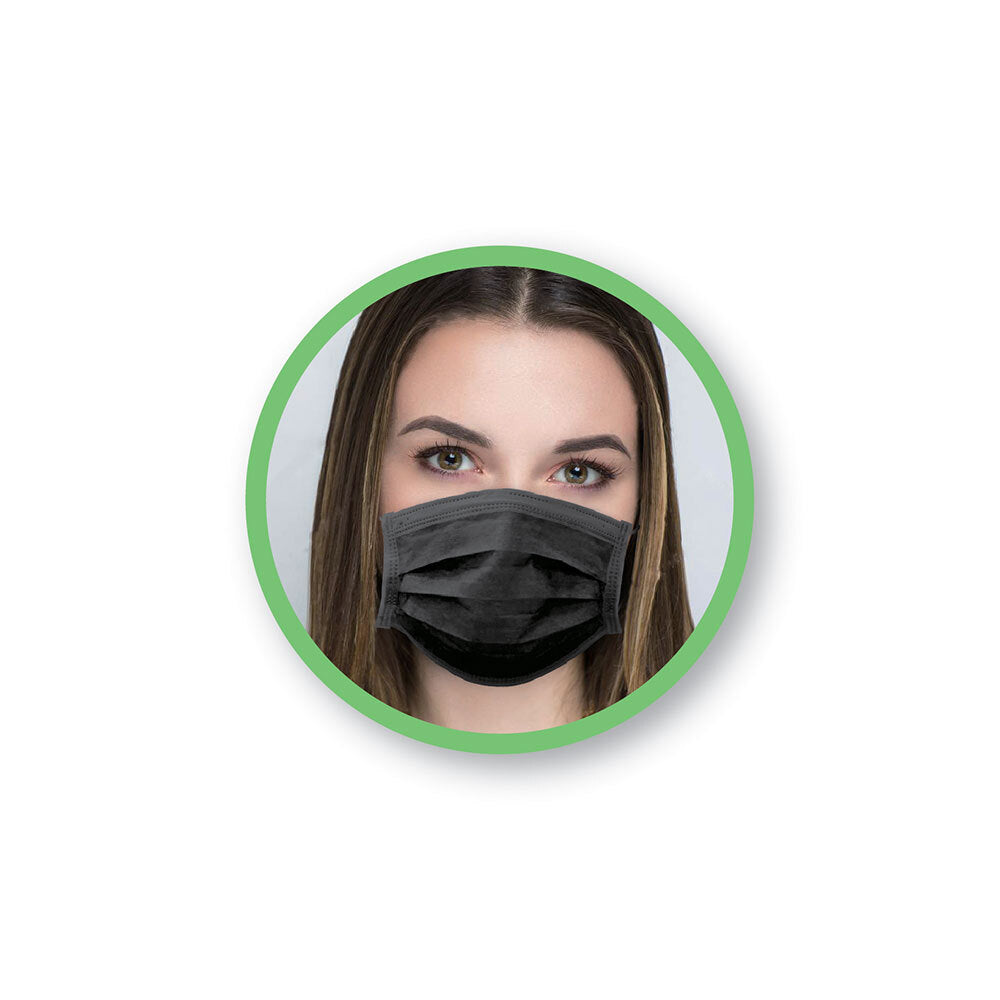 10PK NANO 50pc 3-Ply Disposable Protective Face Masks PPE Black