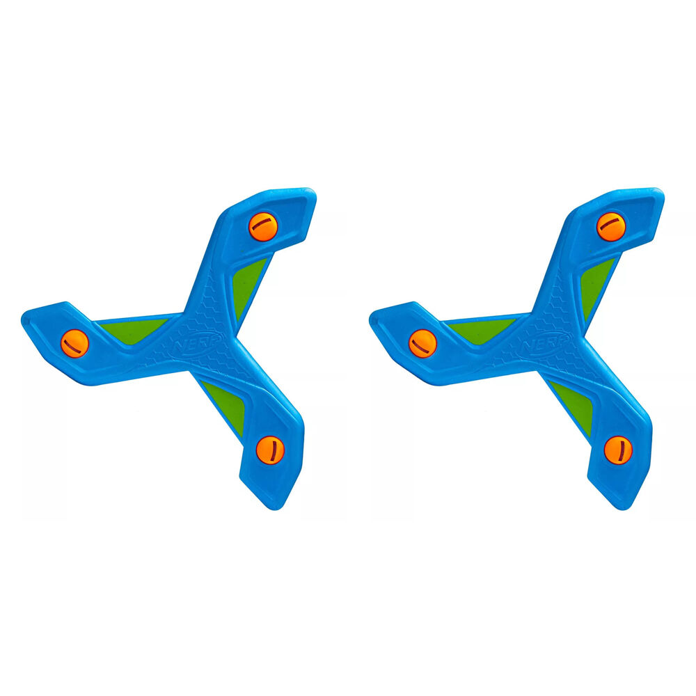 2PK NERF Slingerang Foam Boomerang Kids Outdoor Toy 33.5cm - Blue 6y+