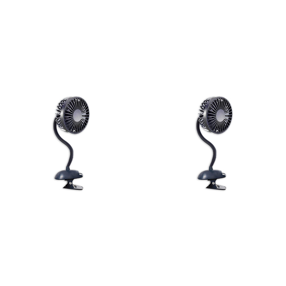 2PK Koolmaxx Portable Rechargable Flexi Clip Fan Black
