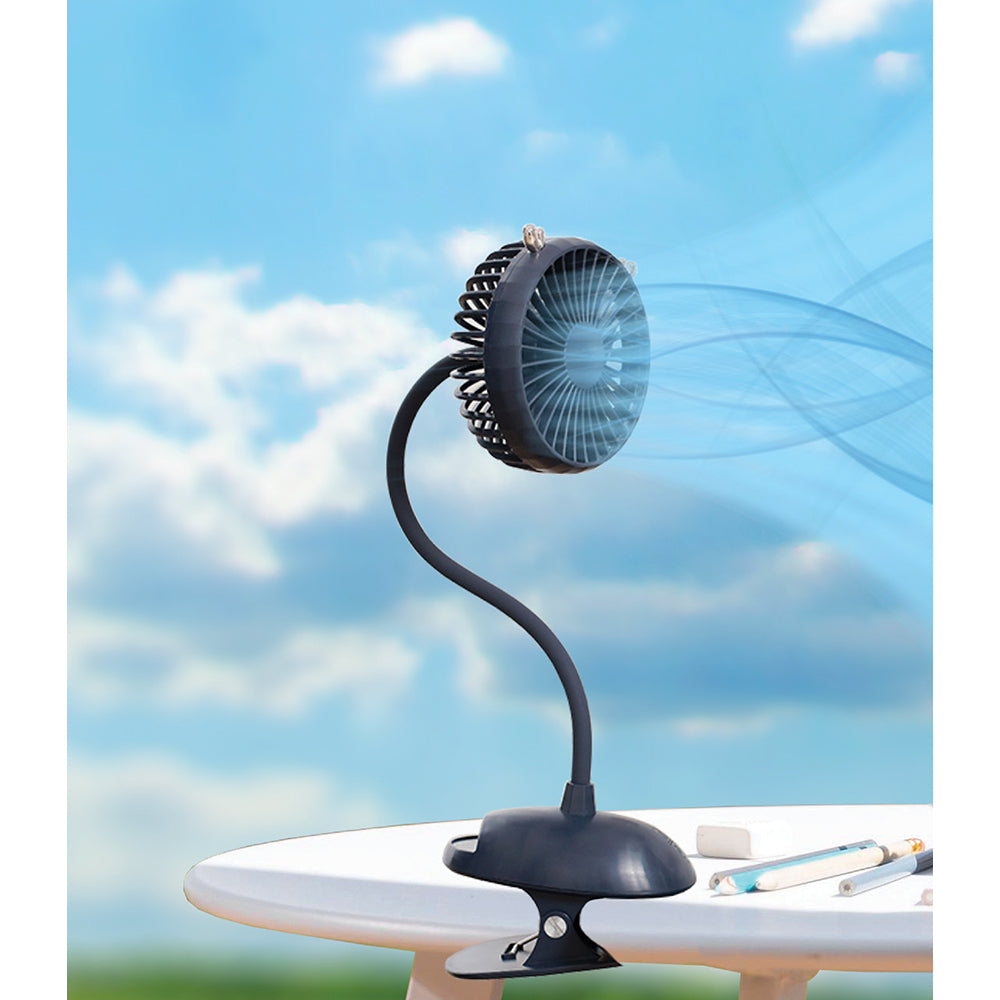 2PK Koolmaxx Portable Rechargable Flexi Clip Fan Black