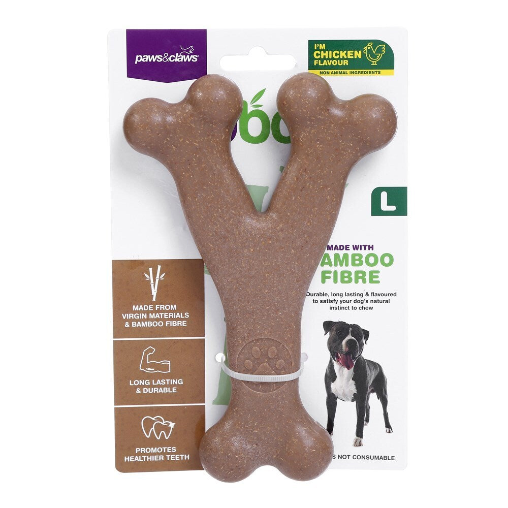 2x Paws & Claws BooBone Large Wishbone Chew Toy - Assorted Flavour