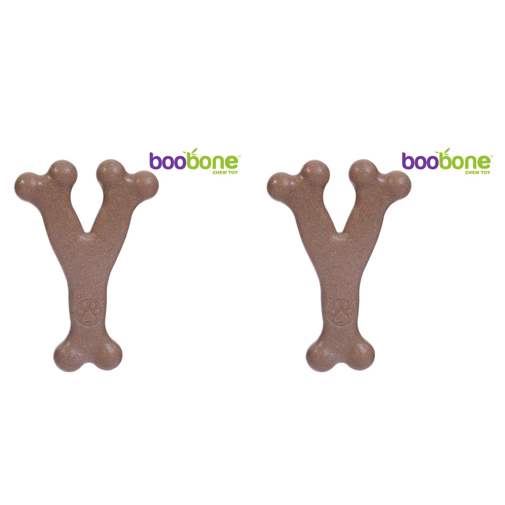 2x Paws & Claws BooBone Large Wishbone Chew Toy - Assorted Flavour