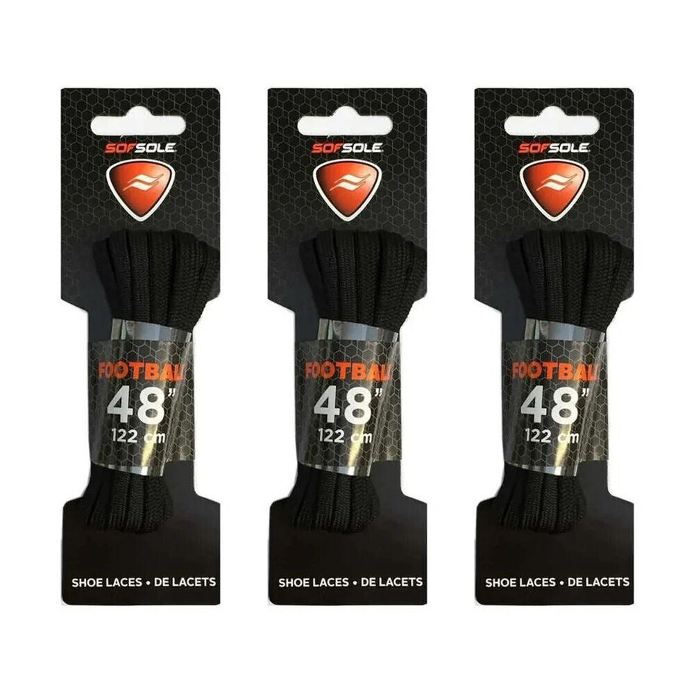 3PK SofSole Football Rugby Boots Shoe Laces 48in - Black