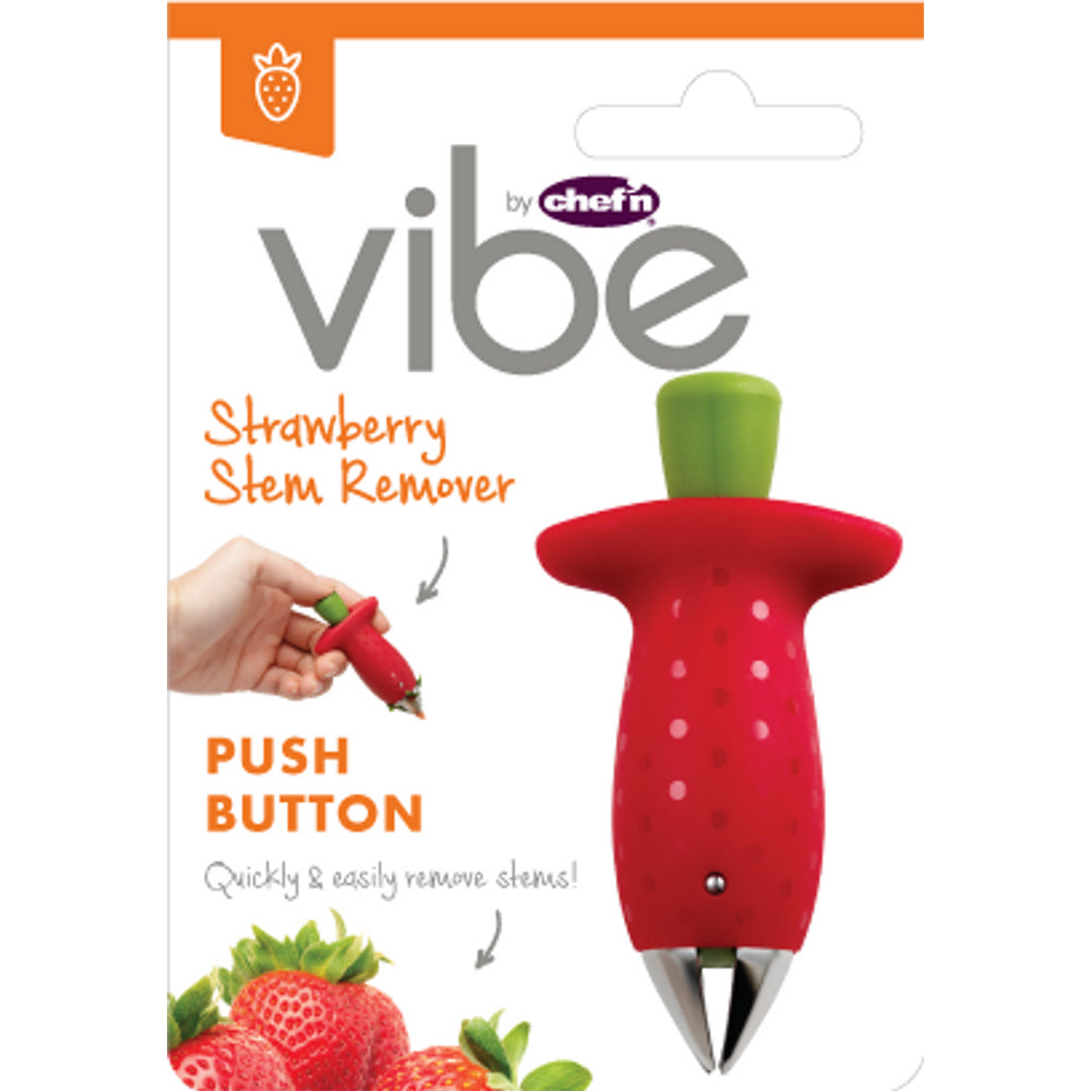 2x Chef'n Vibe 9cm Strawberry Stem Remover Fruit Kitchen Utensil - Red