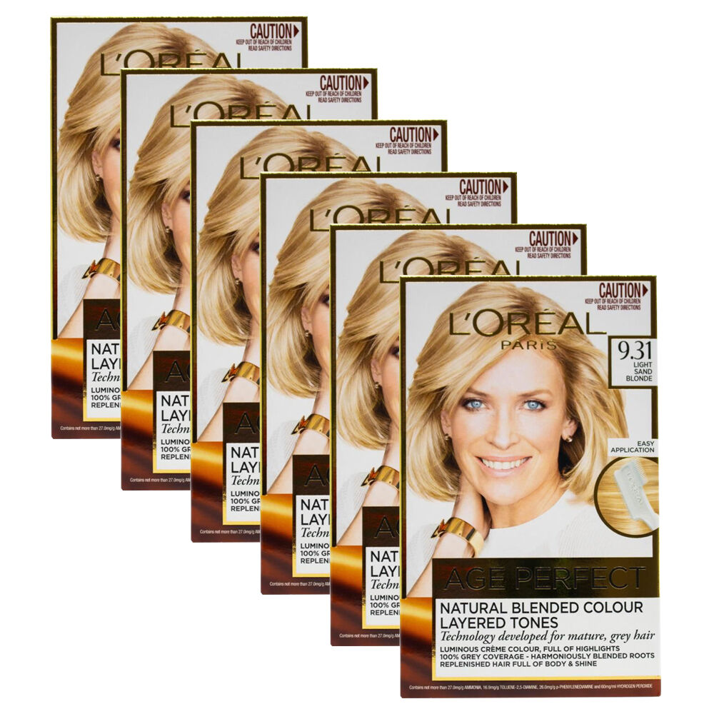 6PK Loreal Age Perfect Hair Colour 9.31 Light Sand Blonde