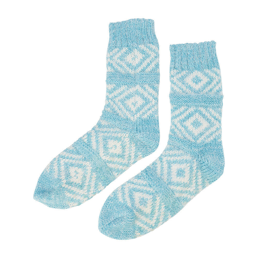 3PK Annabel Trends Diamond Women's Crew Room Socks One Size - Blue
