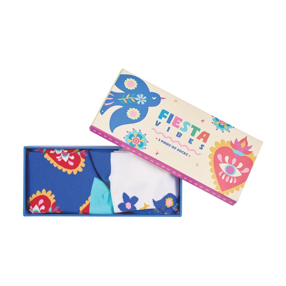 2x 2pc Annabel Trends Multi Design Women's Socks Set W/ Box Size 7-9 Fiesta Vibes