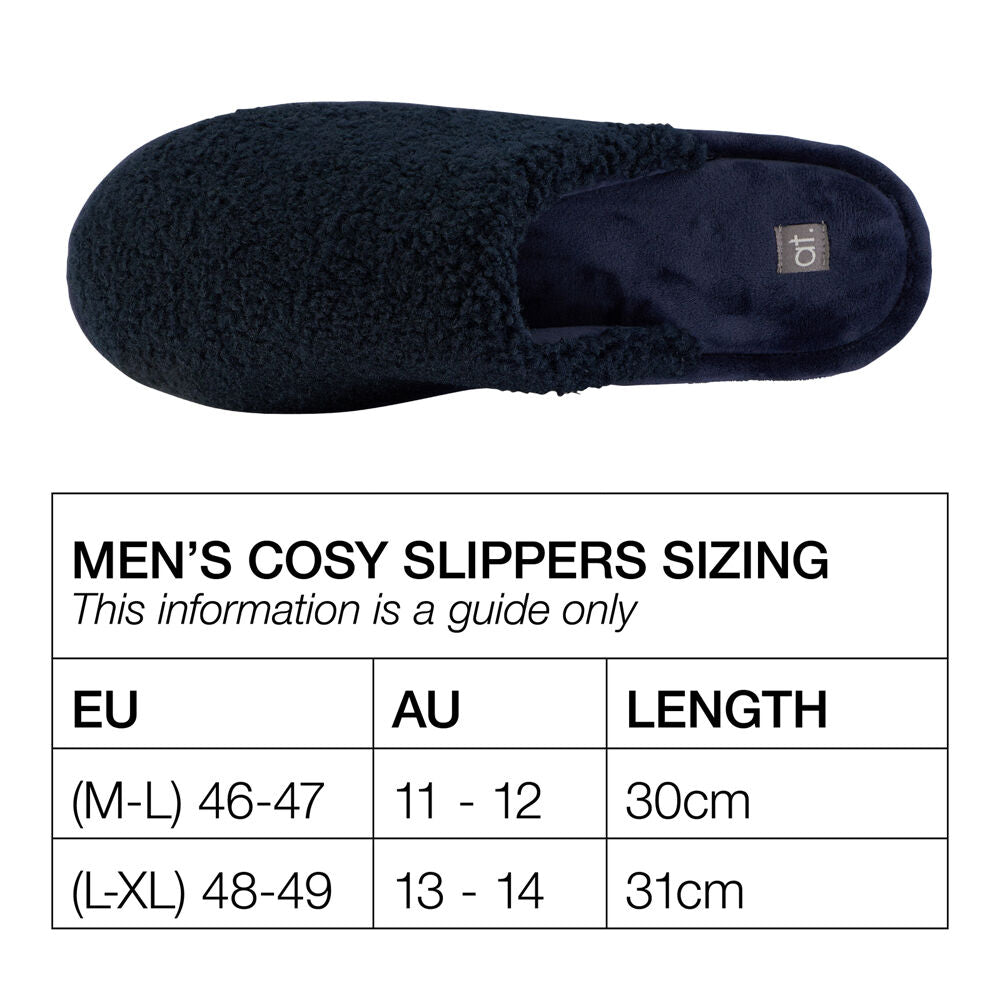 Annabel Trends Men's Slippers Charcoal Cosy Sherpa Footwear