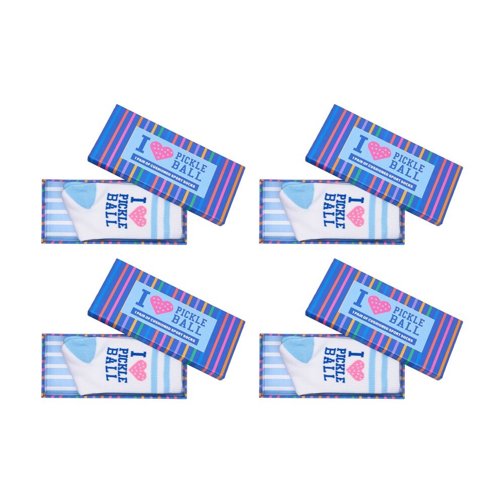 4PK Annabel Trends Multi Design Pickleball Women's Socks W/ Box Size 7-9 Love