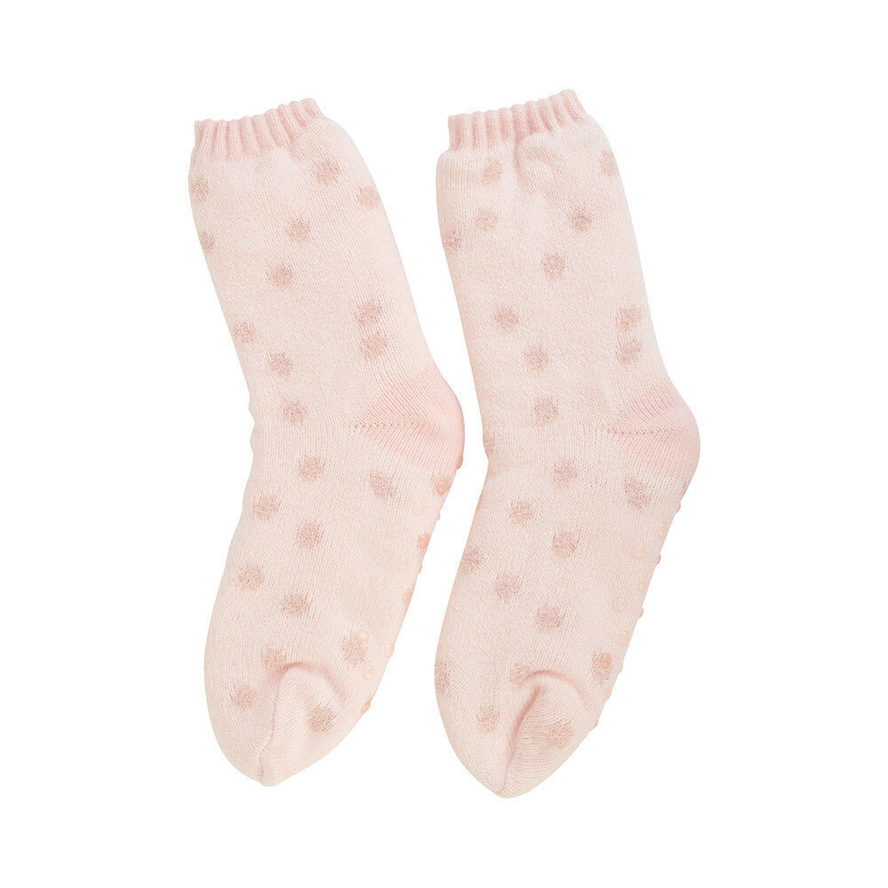 3PK Annabel Trends Spotty Lounge Night Time Comfort Socks One Size - Pink Quartz