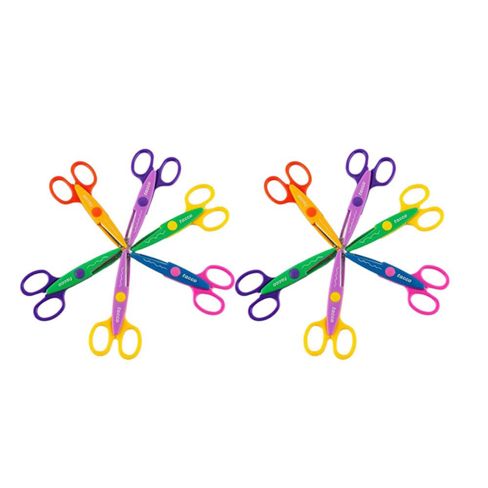 2x 6pc Tacco Zig Zag Scissors 6 pack Crafting Art & Craft Kids - 3y+ - Assorted