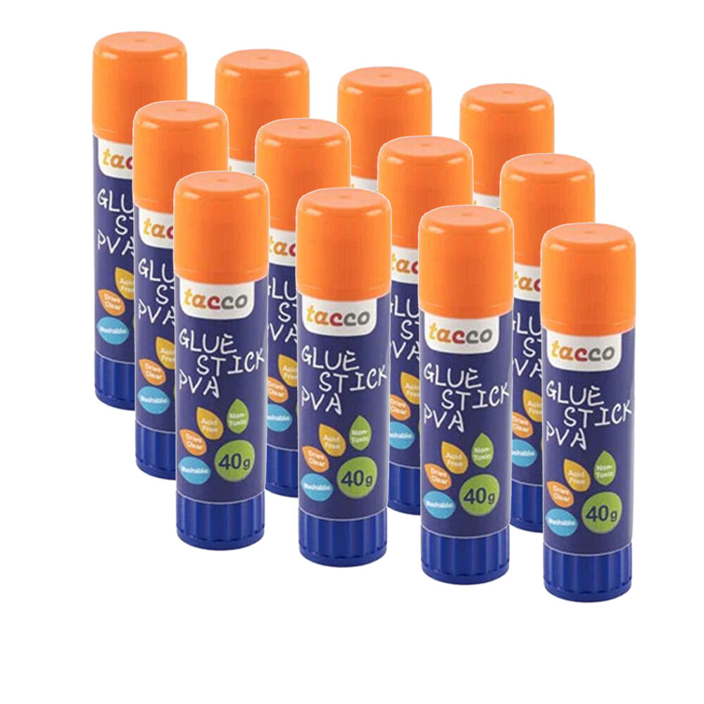 12pc Tacco Glue Stick White Adhesive Art & Craft Kids/Children - 3y+