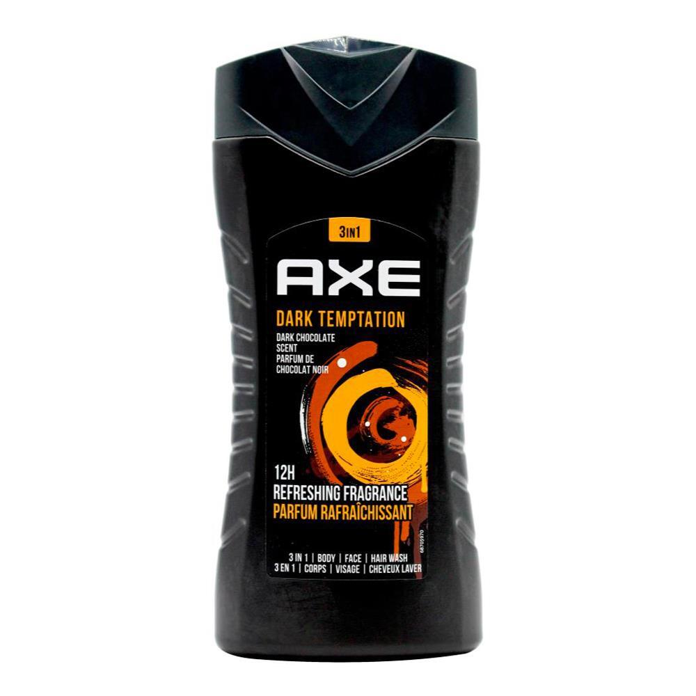 6PK Axe Dark Temptation 3-in-1 Body Face Hair Wash 250ml For Men Dark Chocolate