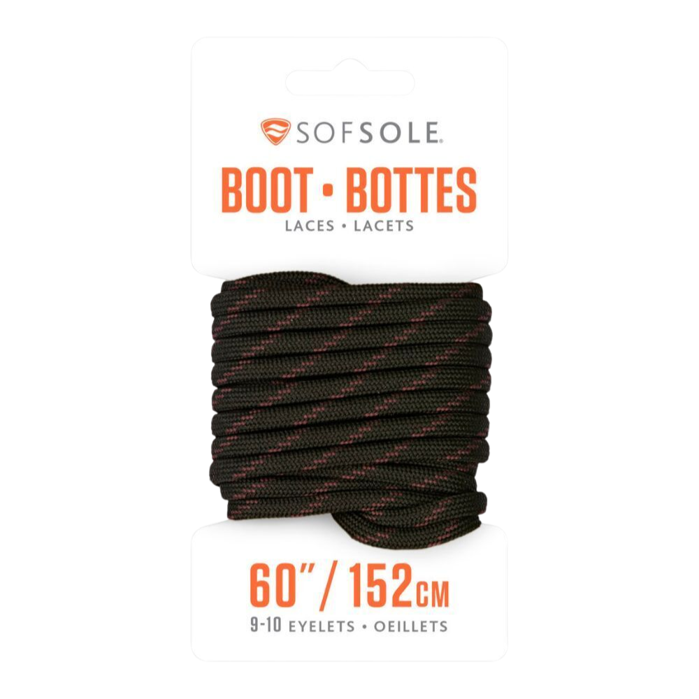 6PK Sof Sole 60in Waxed Work/Casual Boots Laces - Black/Tan