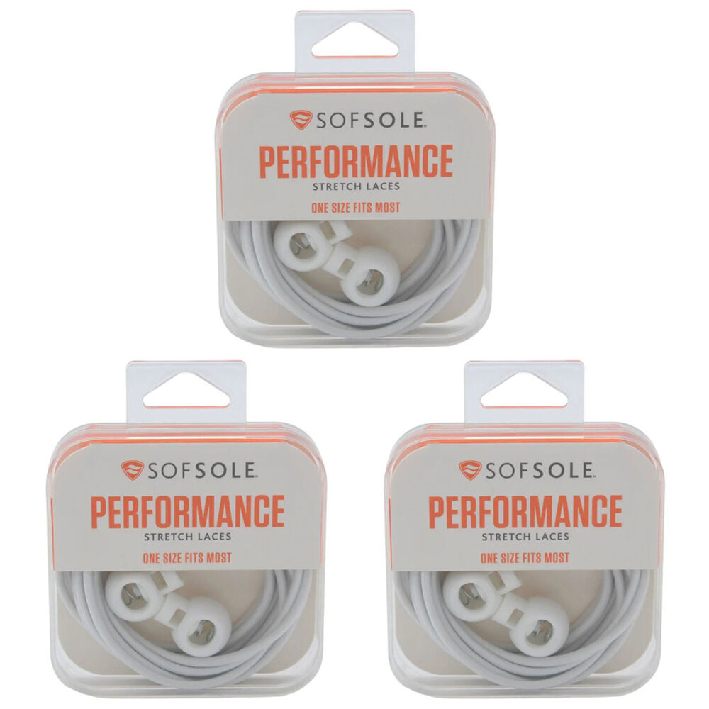 3PK SofSole Performance Stretch Shoe Laces w/ Lock 38in - White