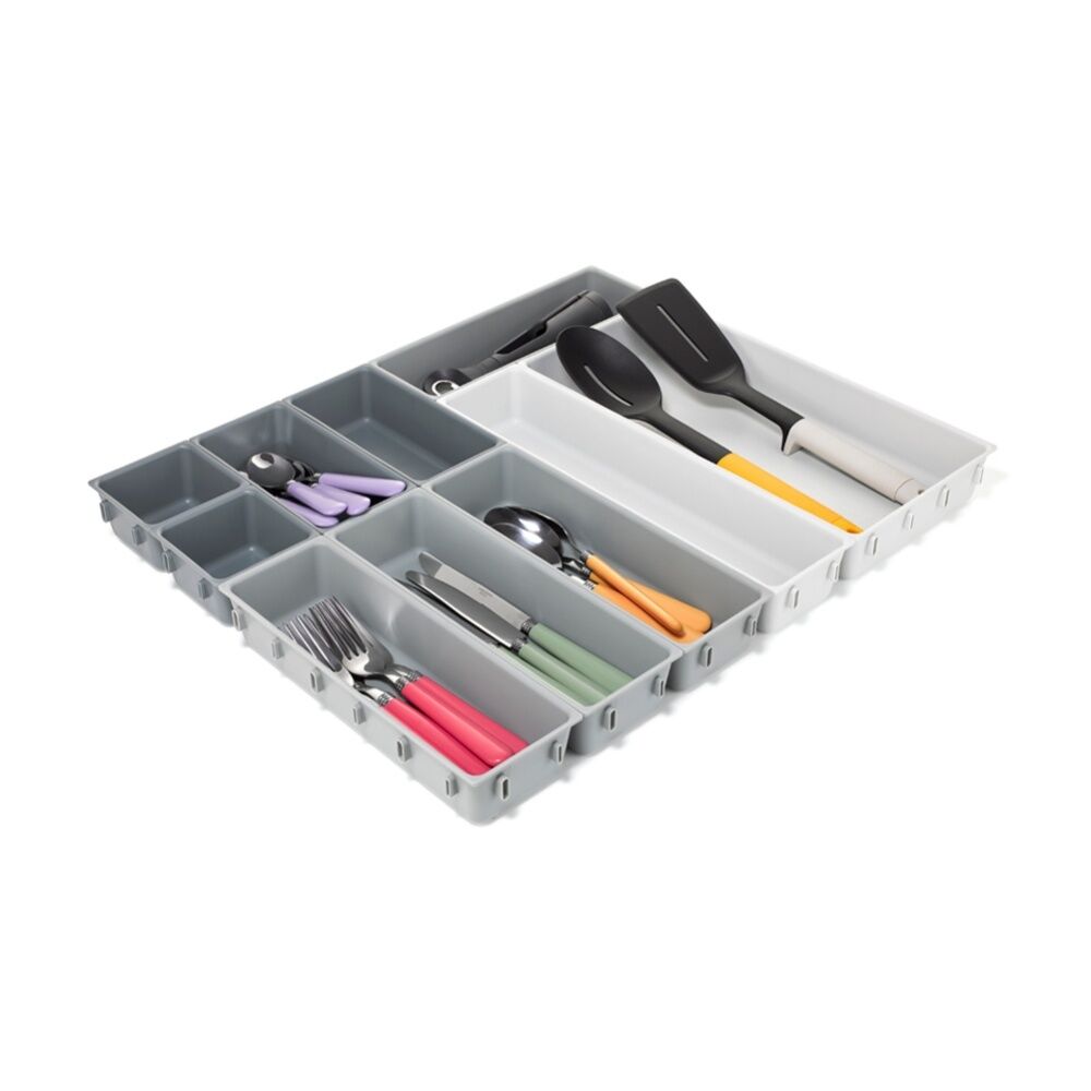 10pc Joseph Joseph Blox Drawer Organiser Set Modular Storage Light Stone
