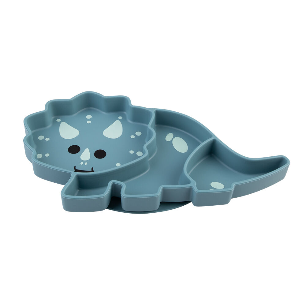 Melii Luxe Childrens Animal-Printed Round Silicone Suction Plate Dinosaur 6m+