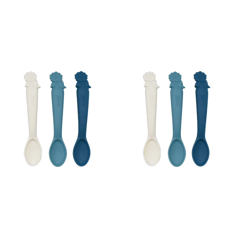 6pc Melii Luxe Silicone Baby Feeding Spoons Dinosaur