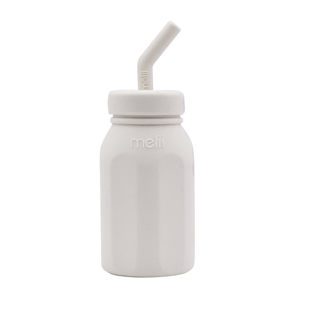 2PK Melii Luxe Silicone Water Bottle w/ Drinking Straw Ivory