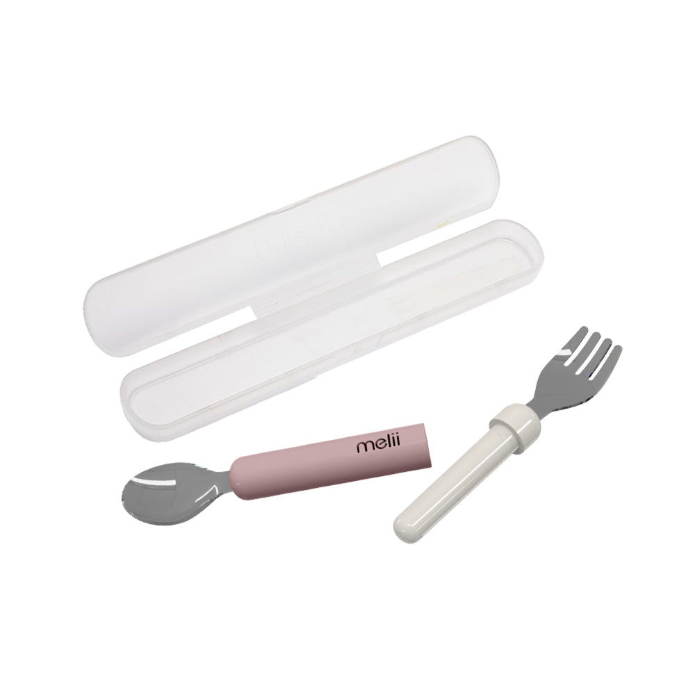 2PK Melii Luxe Detachable Spoon & Fork Set w/ Case Pink