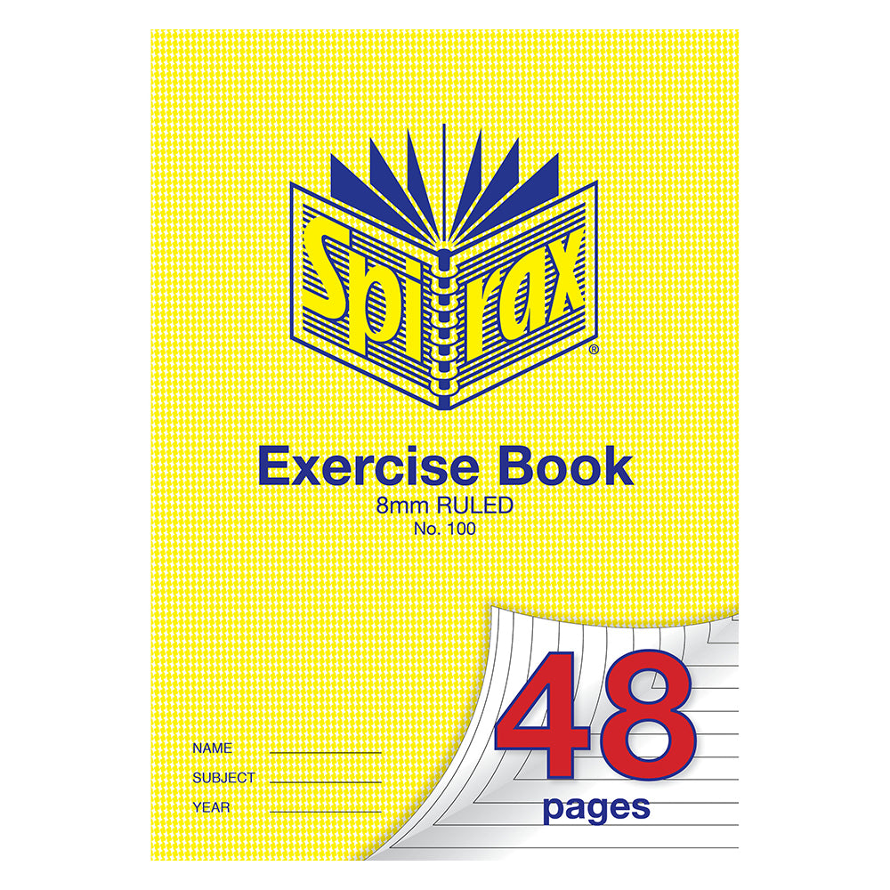 10PK Spirax 70 gsm 8mm Ruled No.100 Exercise Book
