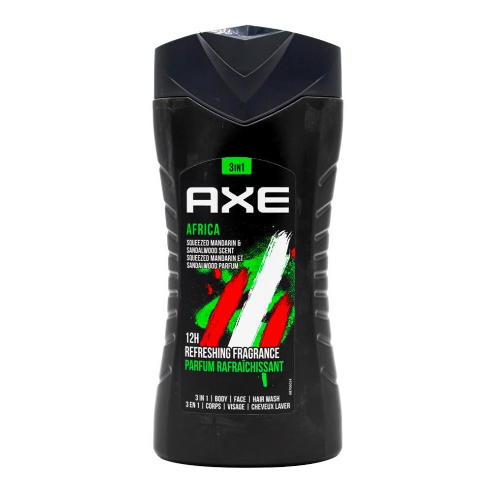 12PK Axe Africa 3-in-1 Body Face Hair Wash 250ml For Men Mandarin & Sandalwood