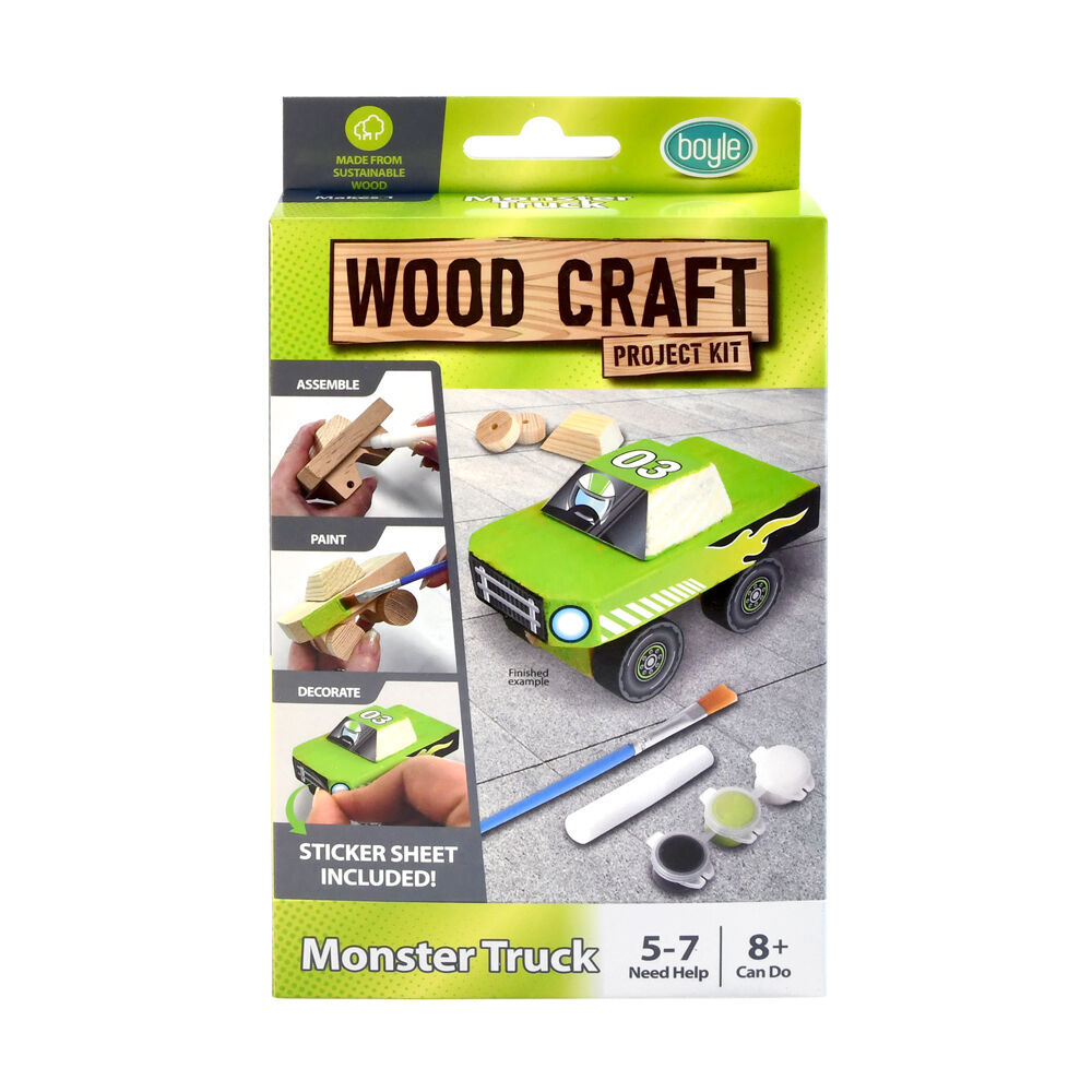 3PK Boyle Wood Craft Project Kit Monster Truck Kids DIY 8y+