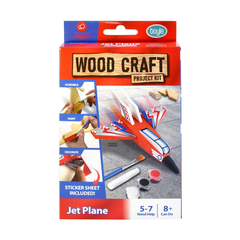 6PK Boyle Wood Craft Project Kit Small Jet Plane Kids DIY 8y+