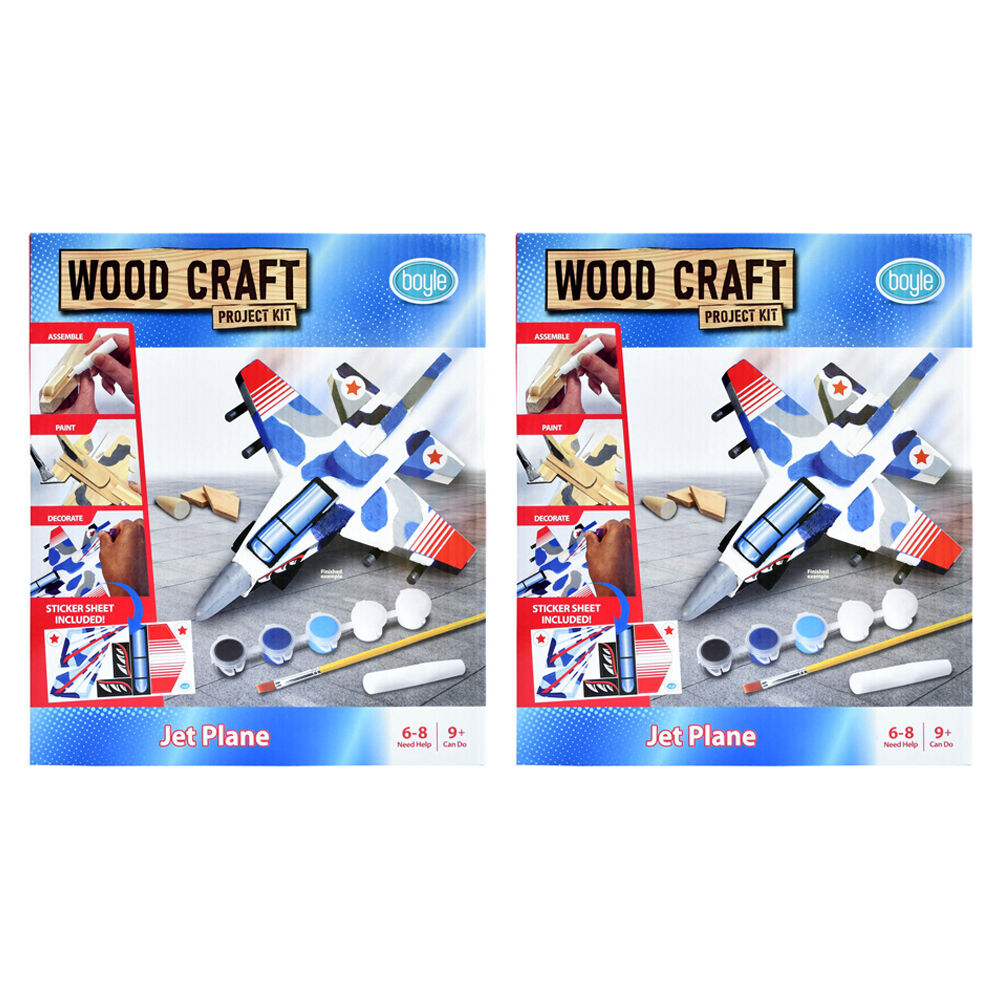 2PK Boyle Wood Craft Project Kit Jet Plane Kids DIY 9y+