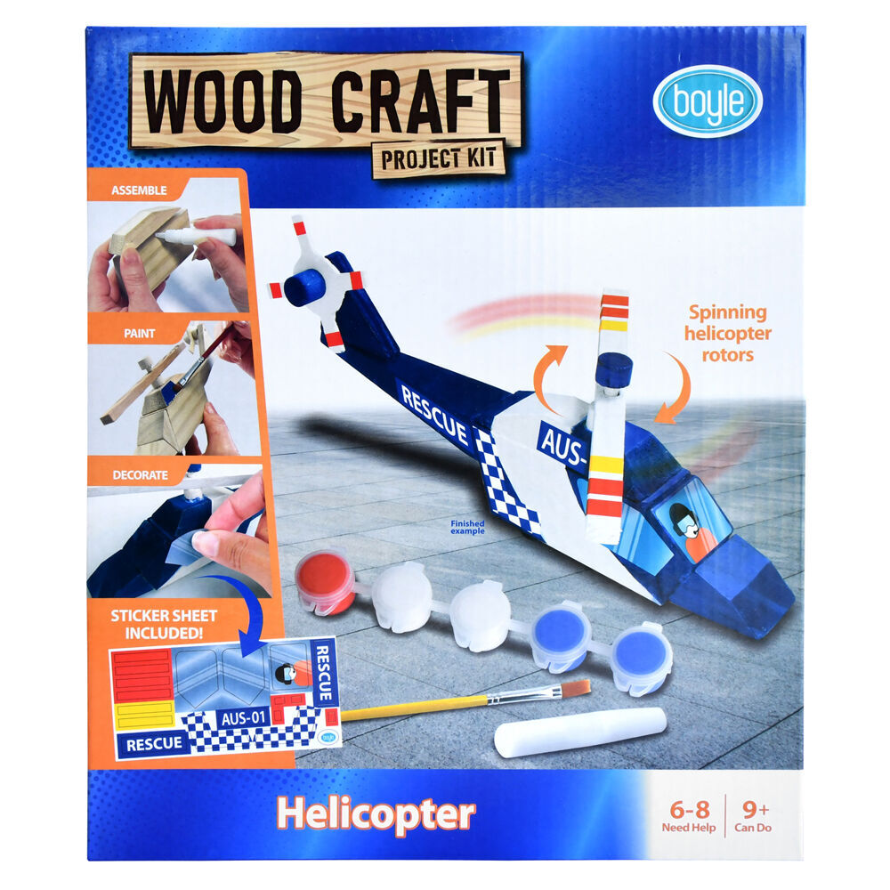 2PK Boyle Wood Craft Project Kit Helicopter Kids DIY 9y+