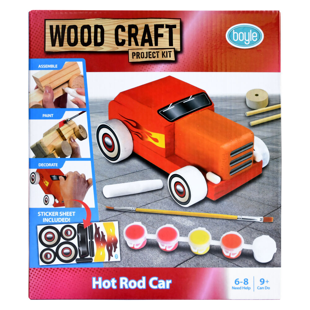 2PK Boyle Wood Craft Project Kit Hot Rod Car Kids DIY 9y+