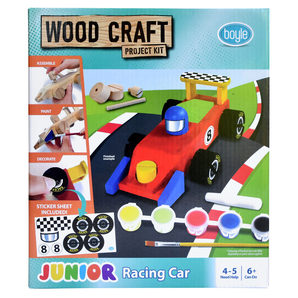 2PK Boyle Wood Craft Project Kit Junior Racing Car Kids DIY 6y+
