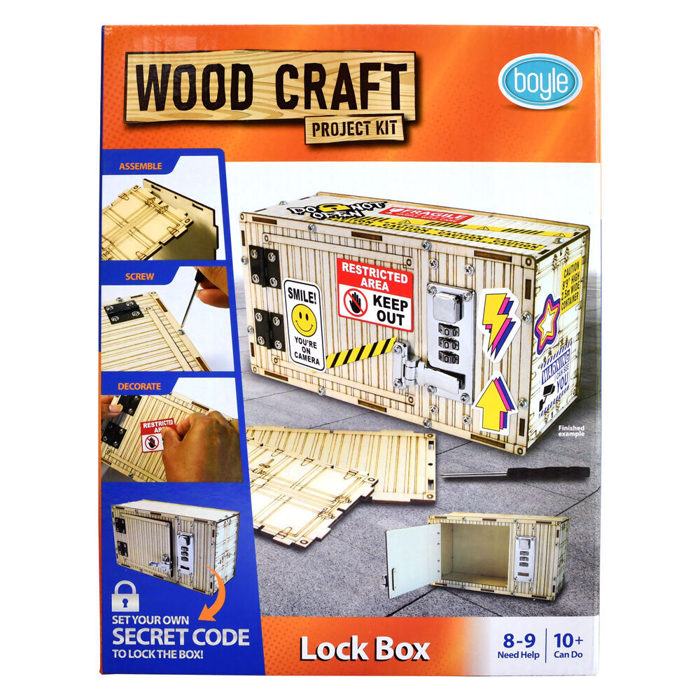 4PK Boyle Wood Craft Project Kit Lock Box Kids DIY 10y+