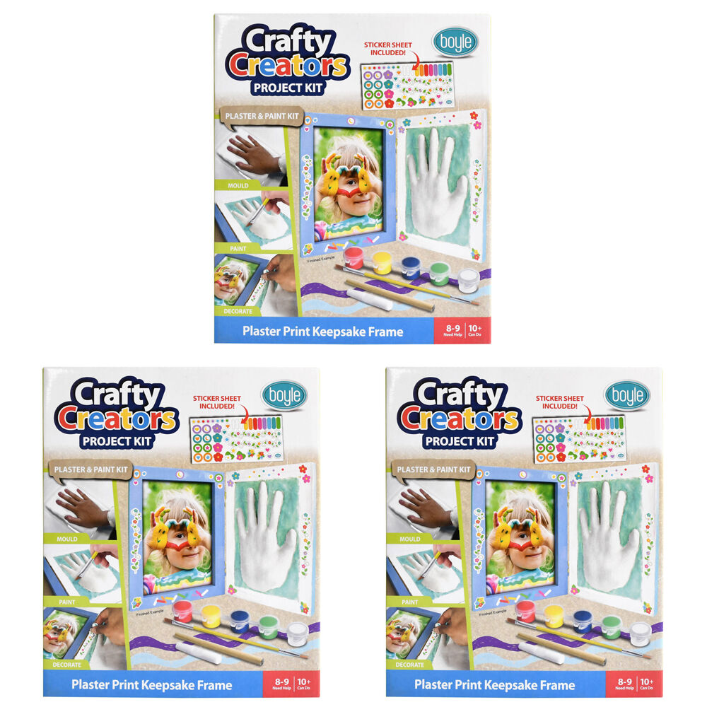 3PK Boyle Crafty Creators Plaster Print Keepsake Frame Project Kit Kids DIY 10+