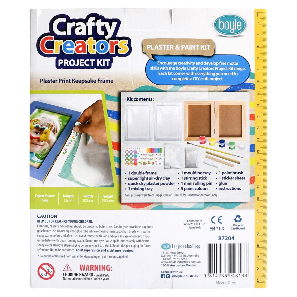 3PK Boyle Crafty Creators Plaster Print Keepsake Frame Project Kit Kids DIY 10+