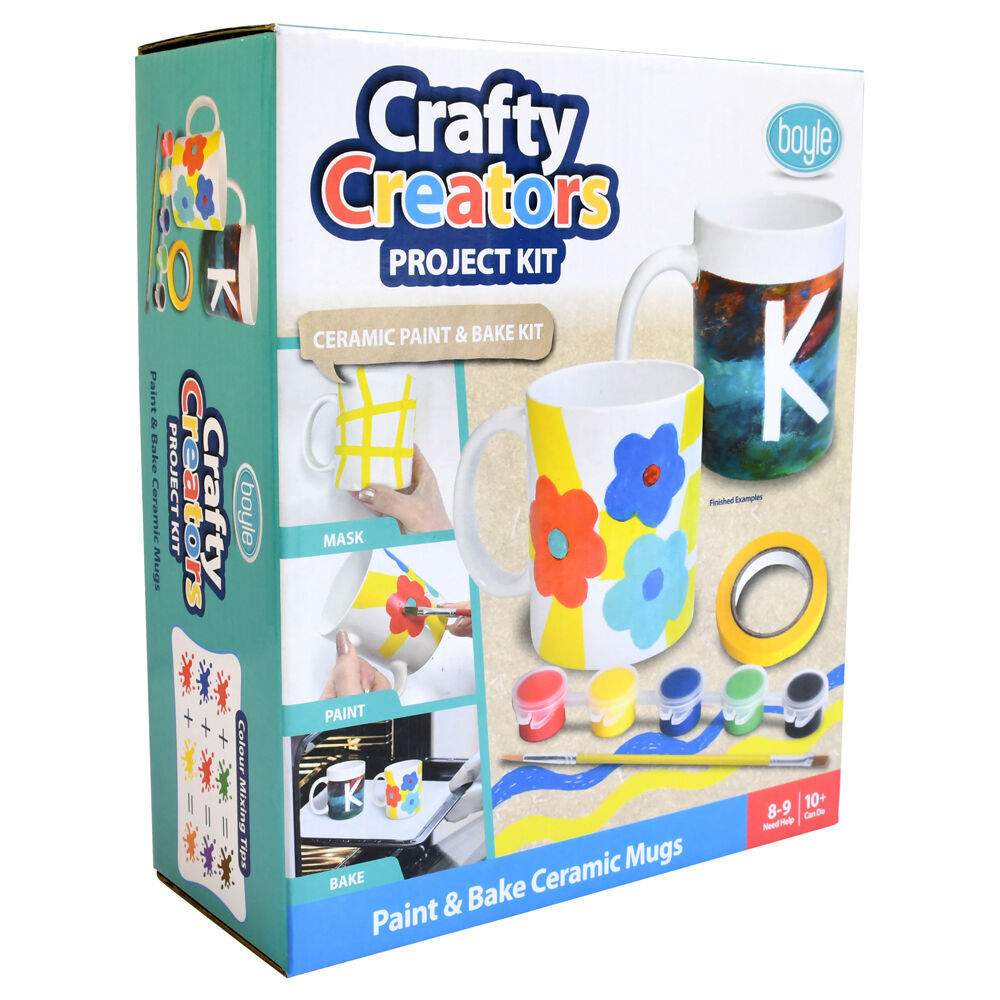 2PK Boyle Crafty Creators Ceramic Paint & Bake Mugs Project Kit Kids DIY 10y+