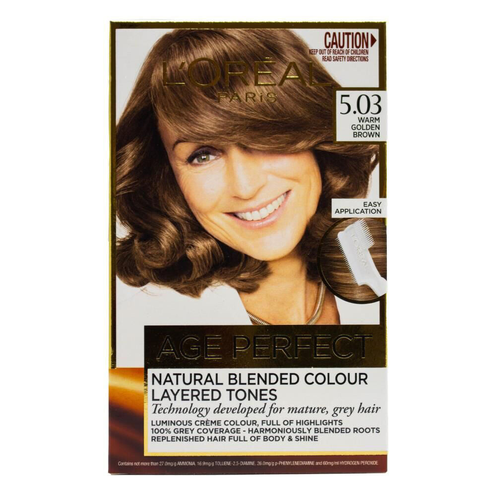 3PK Loreal Hair Colour Age Perfect 5.03 Warm Golden Brown