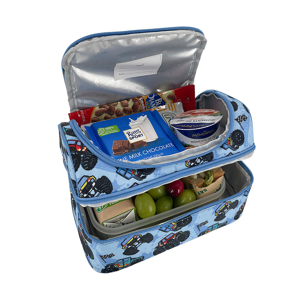 Sachi Style 235 Insulated Double Decker Lunch Bag 25.5x17x14cm Monster Trucks