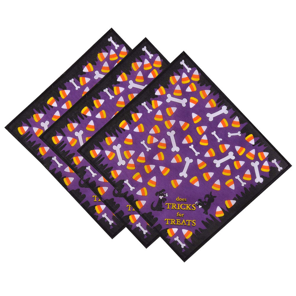 3PK Rubies Does Tricks For Treats Dog Bandana Costume - Size M-L