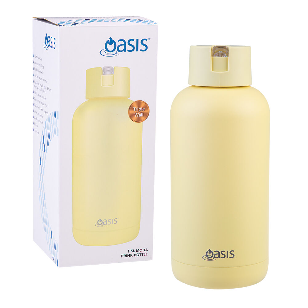 Oasis Ceramic Lined Stainless Steel Insulated Moda Drink Bottle 1.5L Daffodil