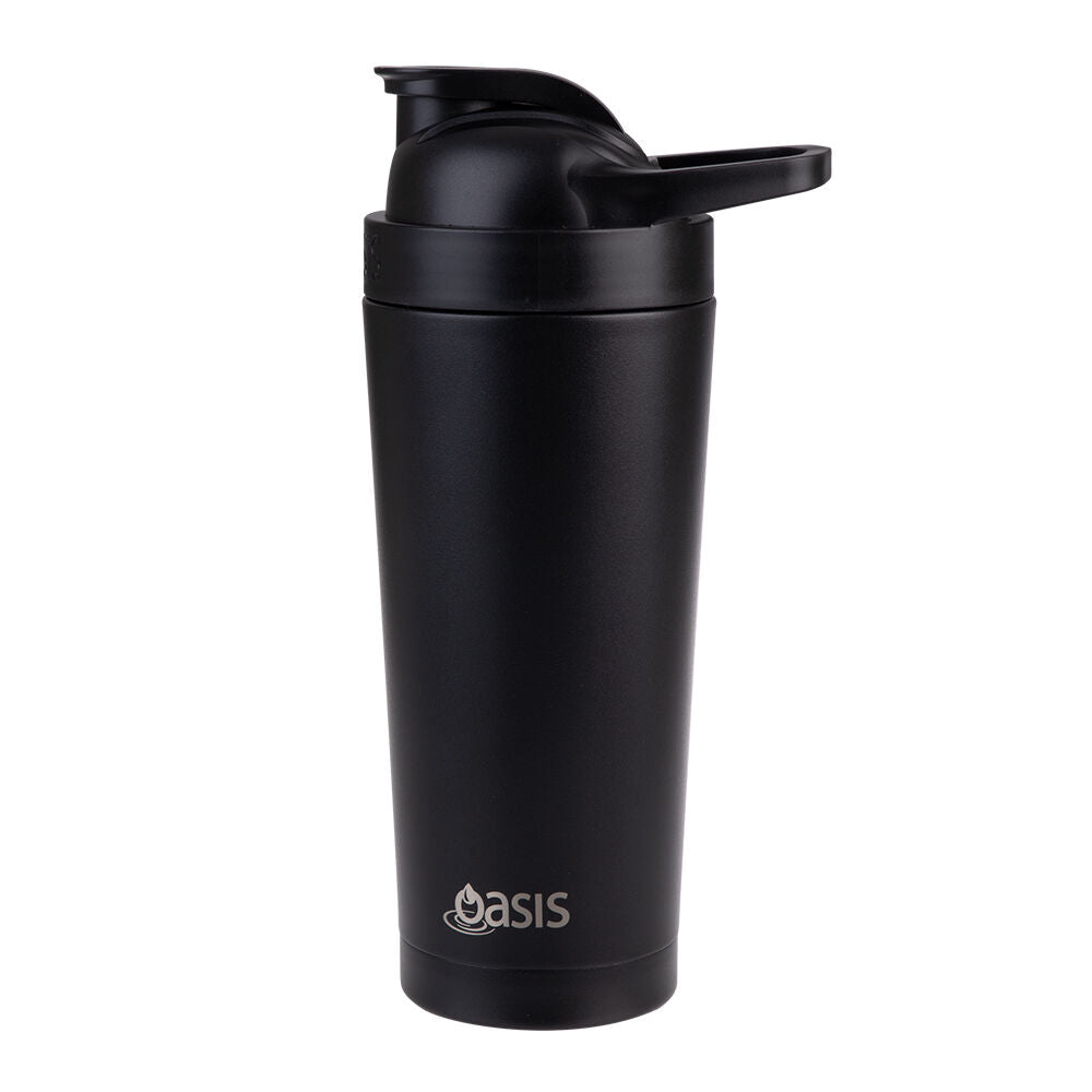 2PK Oasis Stainless Steel Insulated Protein Shaker Double Walled 700ml Black