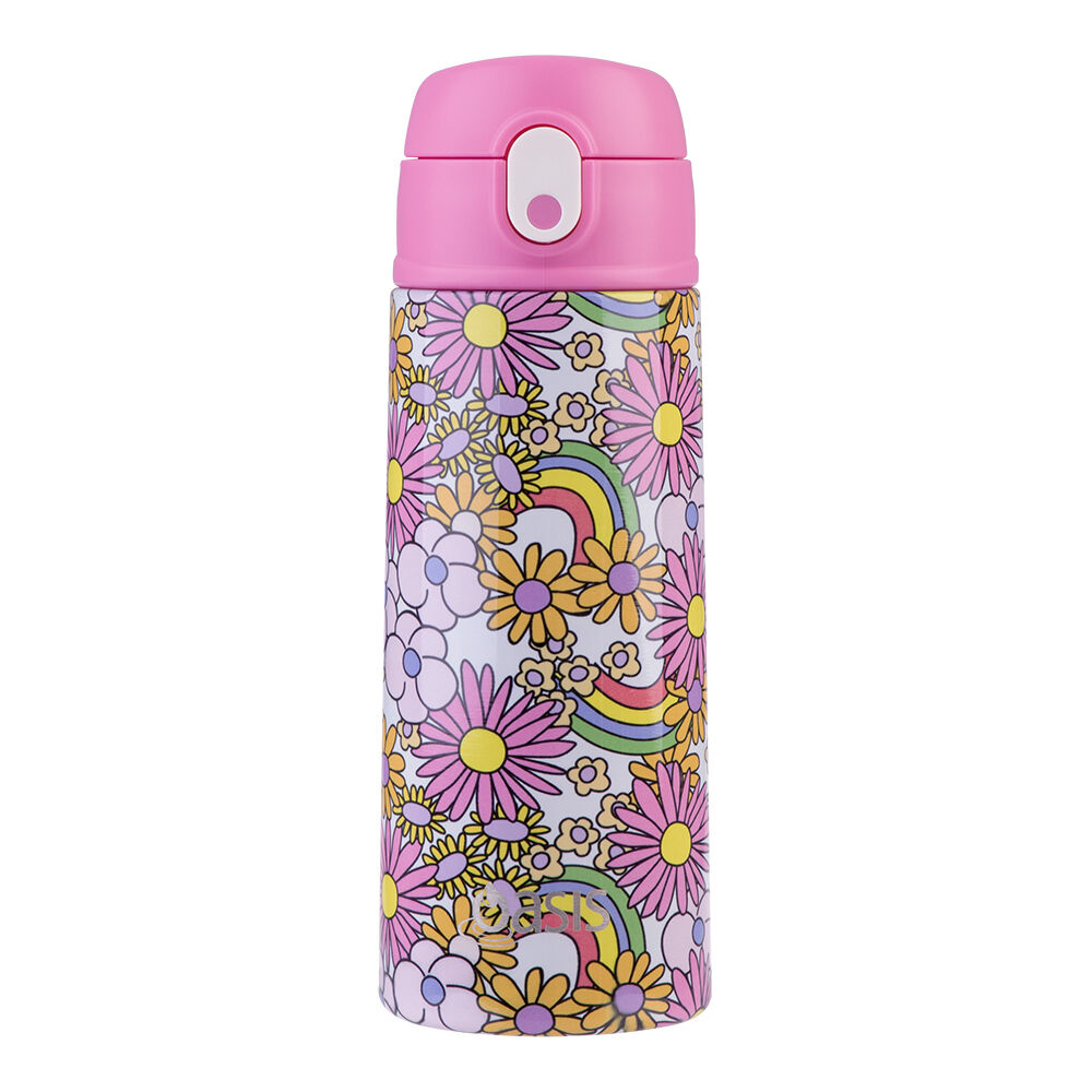 Oasis Stainless Steel Insulated Kids Drink Bottle w/Straw 550ml Flower Power